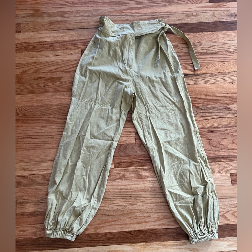 Light Olive Green Linen Blend Pants